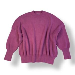 Free People Easy Street Ribbed‎ Knit Mock Neck Sweater Pomegranate Size XS Boho